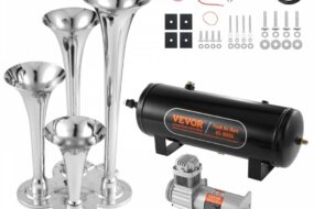 Zughupen-Set, 4 Trompeten-Lufthupen-Set, 150 dB Zughupen für Pickup-Trucks, 12 V 160 psi Luftkompressor, 10 L Tank mit Manometer für jedes 12 V Fahrzeug, Auto, LKW, Zug, Van, Boot usw.