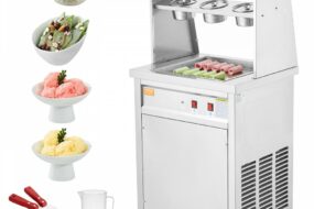 Maschine für Frittierte Eisrollen, Quadratische 35,4 x 35,4 cm Große Pfanne zum Frittieren von Eis, Kommerzielle Eismaschine aus Edelstahl mit Kompressor und 2 Schabern