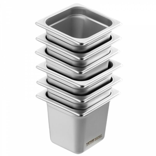 6 x Hotelpfannen Gastronormbehälter Edelstahl 1/6 Größe 178x168x160mm – Bild 9