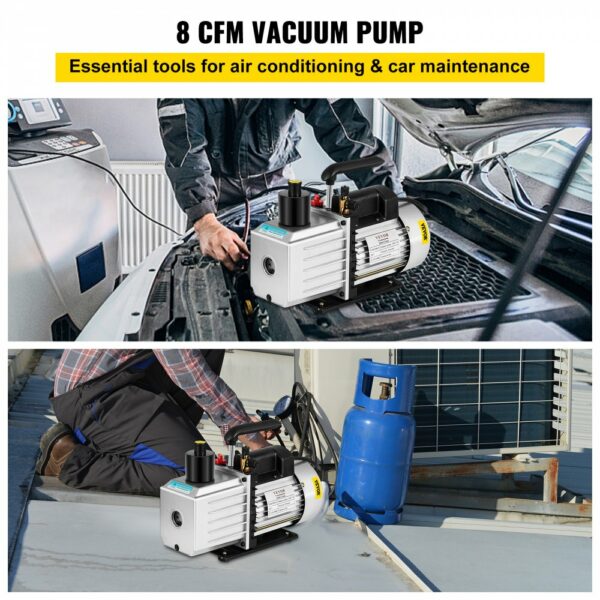 8CFM Zweistufige Vakuumpumpe Unterdruckpumpe 0,3Pa 1HP HVAC Klimaanlage – Bild 2