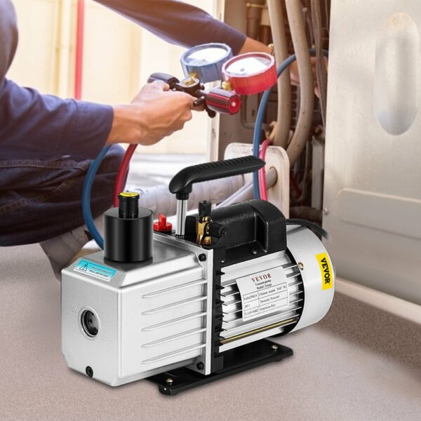 8CFM Zweistufige Vakuumpumpe Unterdruckpumpe 0,3Pa 1HP HVAC Klimaanlage – Bild 8