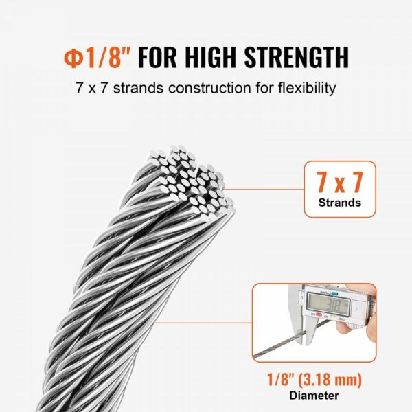 Stahlseil Drahtseil Seil Draht Rostfrei Ф3,18mmx182,3m 7,1kN 7x7 Stränge – Bild 3