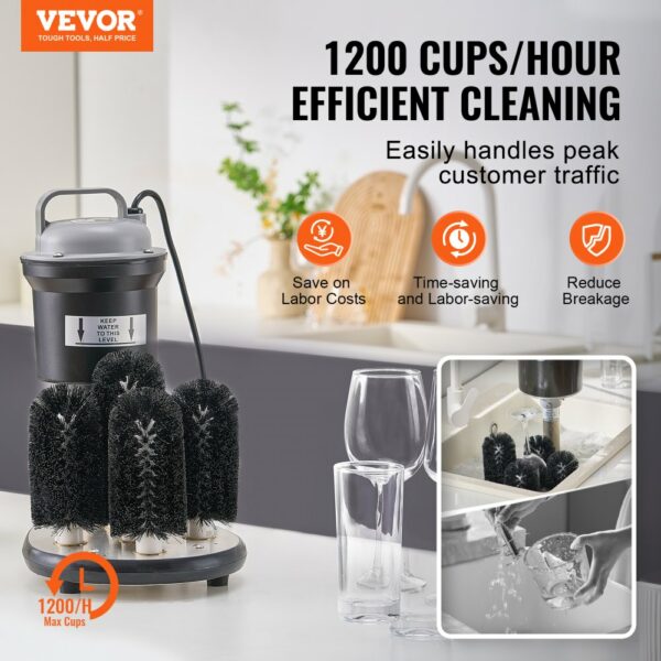 Elektrische Glasspüler Gläserspülgerät 1200 Tassen/h 5 Bürsten Cafés – Bild 2