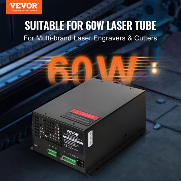 CO2-laser-netzteil Für 60w-laserröhre, Konstantstrom Schutz, Leerlaufschutz, Schnelle Wärmeableitung, Kompatibel Mit Lasergravierern Und -Schneidern Mehrerer Marken – Bild 2