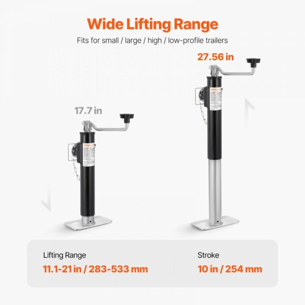 Anhängerheber 907kg Ausdrehstütze Abstellstütze für Anhänger 283-533mm – Bild 5