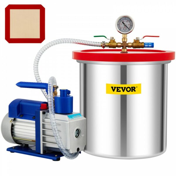 Vakuumpumpe Unterdruckpumpe Vakuumkammer-Kit 5 Gal 5CFM 1/3HP 1-stufig