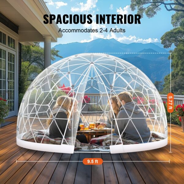 Gartenkuppel Blasenzelt Iglu Camping PVC-Kuppelzelt Doppelschicht 2,9m – Bild 3
