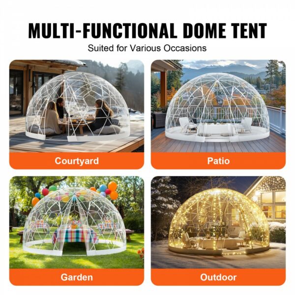 Gartenkuppel Blasenzelt Iglu Camping PVC-Kuppelzelt Doppelschicht 2,9m – Bild 5