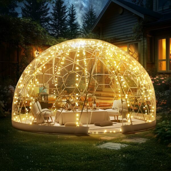 Gartenkuppel Blasenzelt Iglu Camping PVC-Kuppelzelt Doppelschicht 2,9m – Bild 8