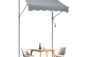 Balkonmarkise Markise Klemmmarkise Sonnenmarkise mit Kurbel 150x120cm Grau
