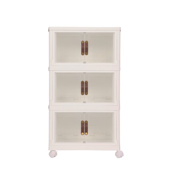 Rollturm mit 3 Aufbewahrungsboxen beige – Bild 2