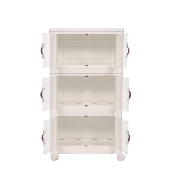 Rollturm mit 3 Aufbewahrungsboxen beige – Bild 4