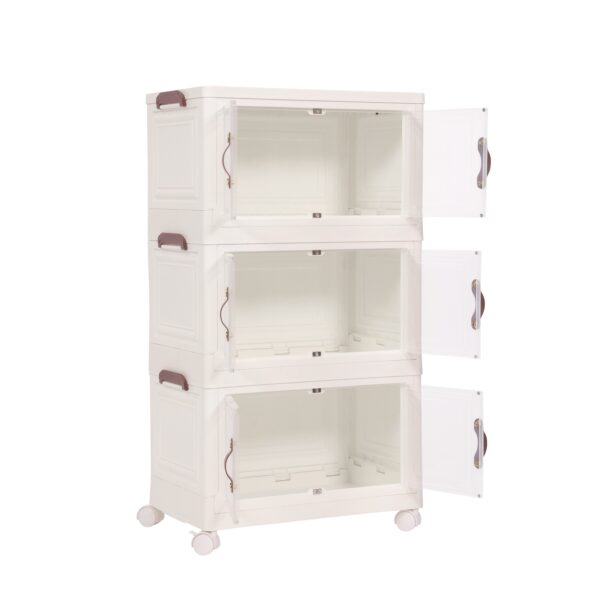 Rollturm mit 3 Aufbewahrungsboxen beige – Bild 3
