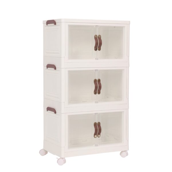 Rollturm mit 3 Aufbewahrungsboxen beige