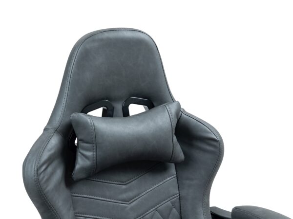 Gamingstuhl Bürostuhl Leder mit Massagefunktion GREG grau – Bild 8