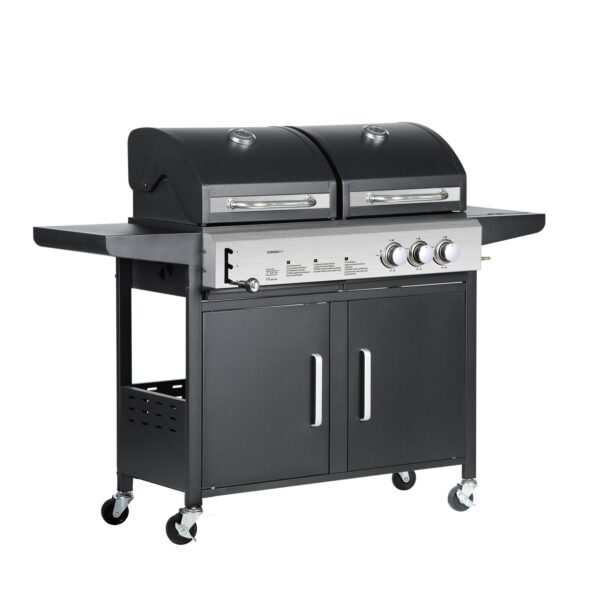 Kombigrill Gas 2+1 Brenner und Holzkohle – Bild 4