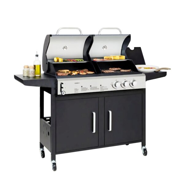 Kombigrill Gas 2+1 Brenner und Holzkohle – Bild 2