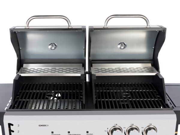 Kombigrill Gas 2+1 Brenner und Holzkohle – Bild 5