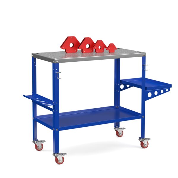 Schweisstisch mit Rollen 128 x 55 x 88 cm blau – Bild 2