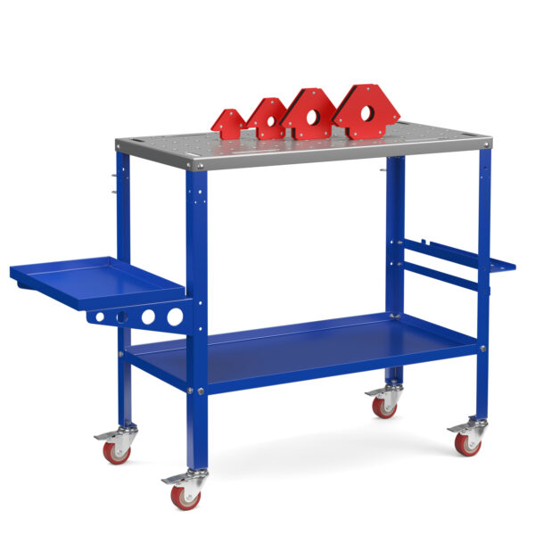 Schweisstisch mit Rollen 128 x 55 x 88 cm blau