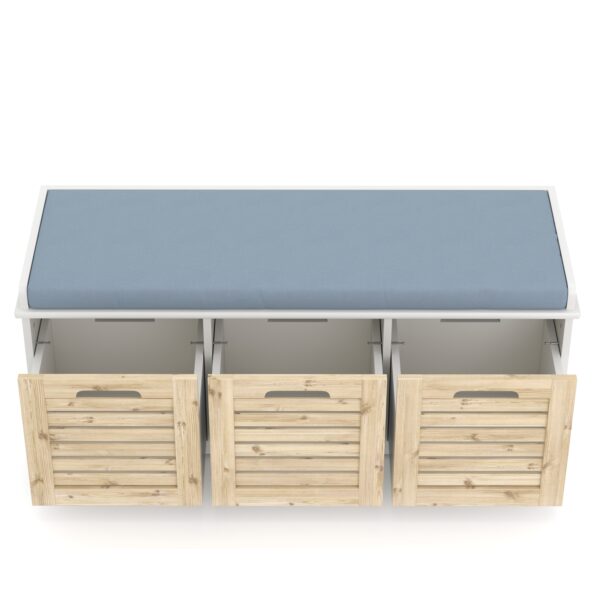 Sitzbank mit 3 Staufächer KAMILA 105 x 34 x 43 cm weiss/hellbraun – Bild 4