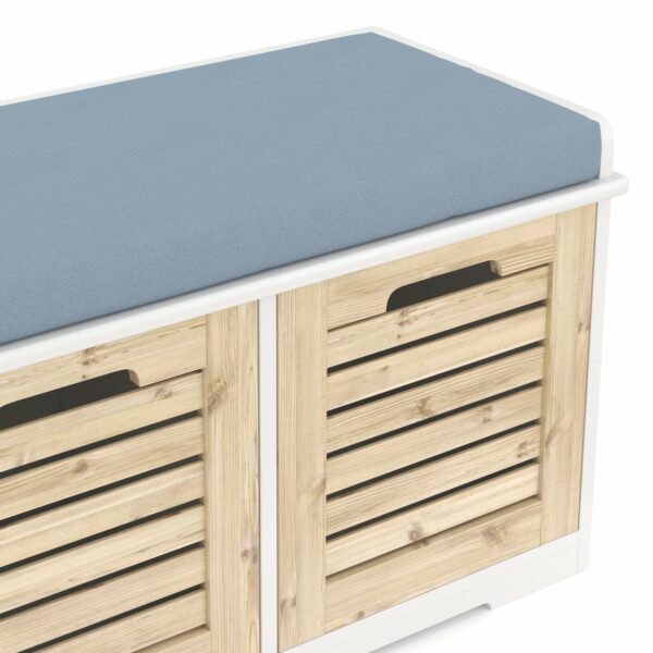 Sitzbank mit 3 Staufächer KAMILA 105 x 34 x 43 cm weiss/hellbraun – Bild 6
