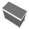 Wäschekorb Rattan mit Deckel 3 Fächer 129L grau – Bild 3