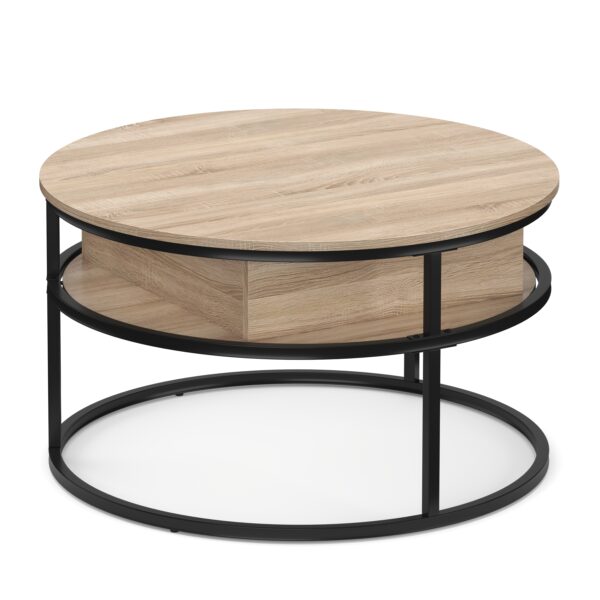 Beistelltisch FLEXORA höhenverstellbar rund 80 cm hellbraun – Bild 2