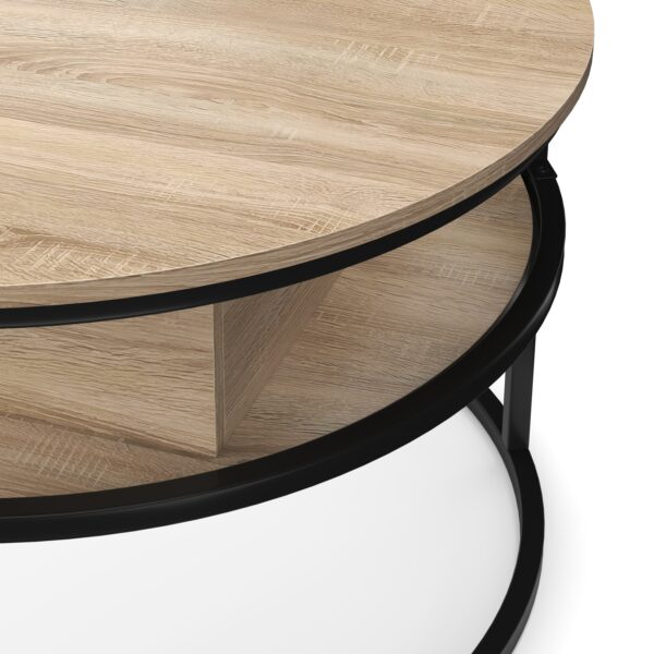 Beistelltisch FLEXORA höhenverstellbar rund 80 cm hellbraun – Bild 7