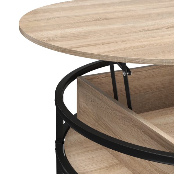 Beistelltisch FLEXORA höhenverstellbar rund 80 cm hellbraun – Bild 6