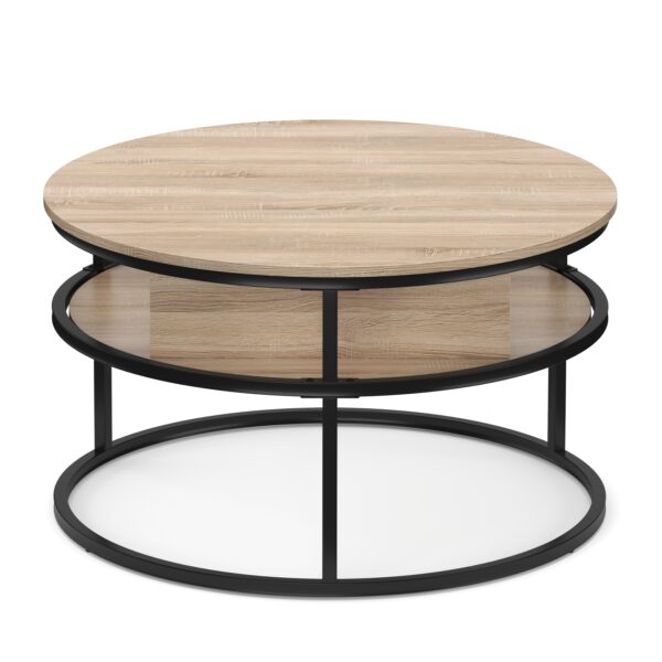Beistelltisch FLEXORA höhenverstellbar rund 80 cm hellbraun – Bild 4