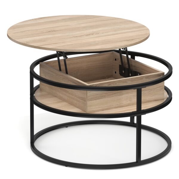 Beistelltisch FLEXORA höhenverstellbar rund 80 cm hellbraun – Bild 3
