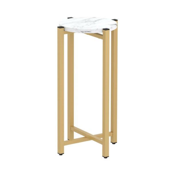 Beistelltisch PANO rund weiss/gold
