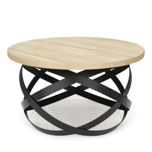 Beistelltisch RATEBEL rund 70 cm hellbraun/schwarz