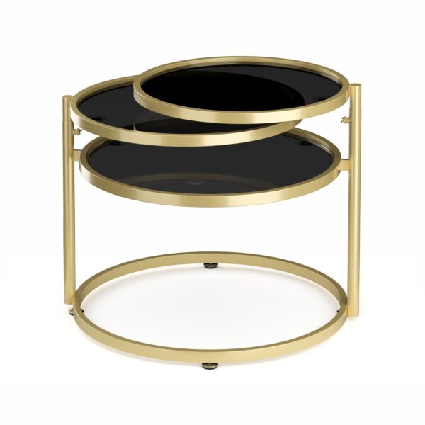 Beistelltisch mit 3 Tischplatten LOREDANA rund schwarz/gold – Bild 3