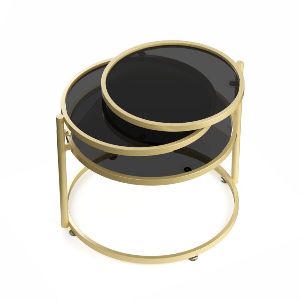 Beistelltisch mit 3 Tischplatten LOREDANA rund schwarz/gold – Bild 5