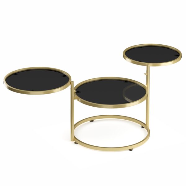 Beistelltisch mit 3 Tischplatten LOREDANA rund schwarz/gold – Bild 4
