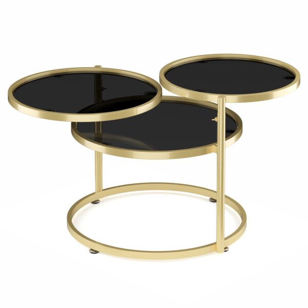 Beistelltisch mit 3 Tischplatten LOREDANA rund schwarz/gold – Bild 2