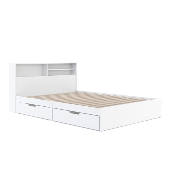 Bett Holz GENESIS mit Stauraum und Schubladen 140 x 200 cm weiss – Bild 2