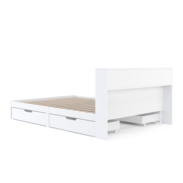 Bett Holz GENESIS mit Stauraum und Schubladen 140 x 200 cm weiss – Bild 7