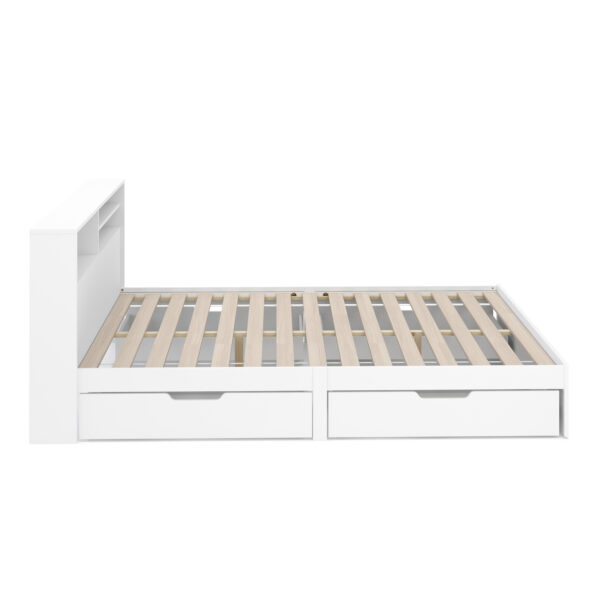 Bett Holz GENESIS mit Stauraum und Schubladen 140 x 200 cm weiss – Bild 4