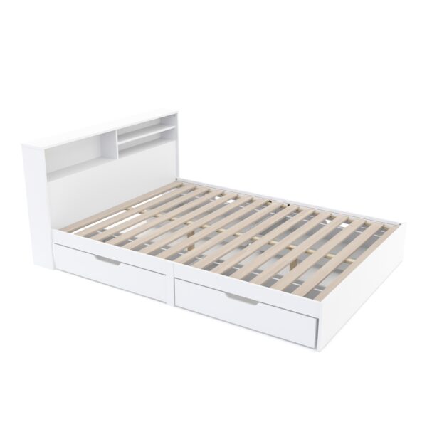 Bett Holz GENESIS mit Stauraum und Schubladen 140 x 200 cm weiss – Bild 5