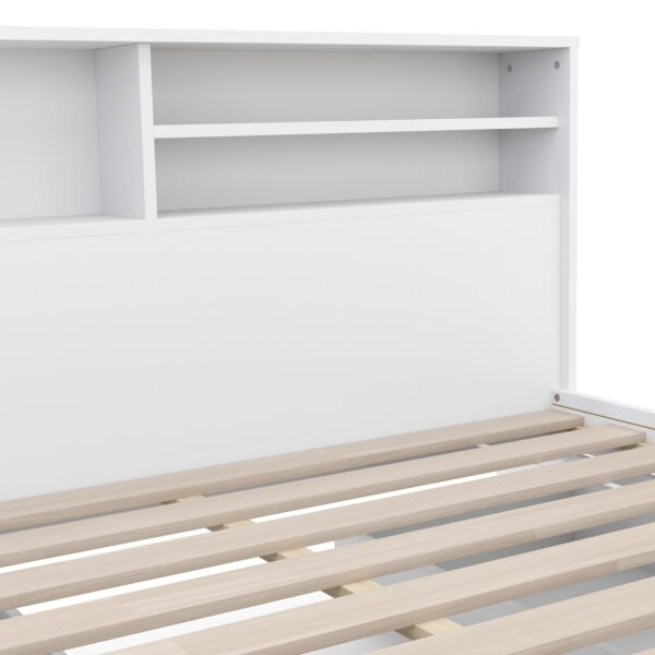 Bett Holz GENESIS mit Stauraum und Schubladen 140 x 200 cm weiss – Bild 9