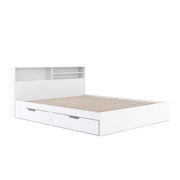 Bett Holz GENESIS mit Stauraum und Schubladen 160 x 200 cm weiss – Bild 2