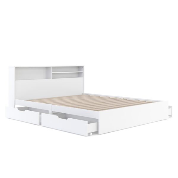 Bett Holz GENESIS mit Stauraum und Schubladen 160 x 200 cm weiss – Bild 3
