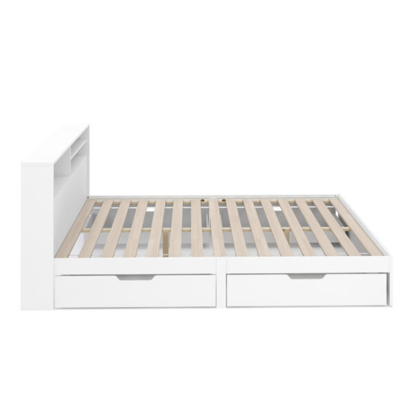 Bett Holz GENESIS mit Stauraum und Schubladen 160 x 200 cm weiss – Bild 4
