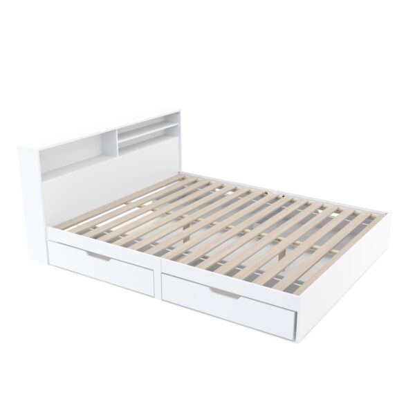 Bett Holz GENESIS mit Stauraum und Schubladen 160 x 200 cm weiss – Bild 5