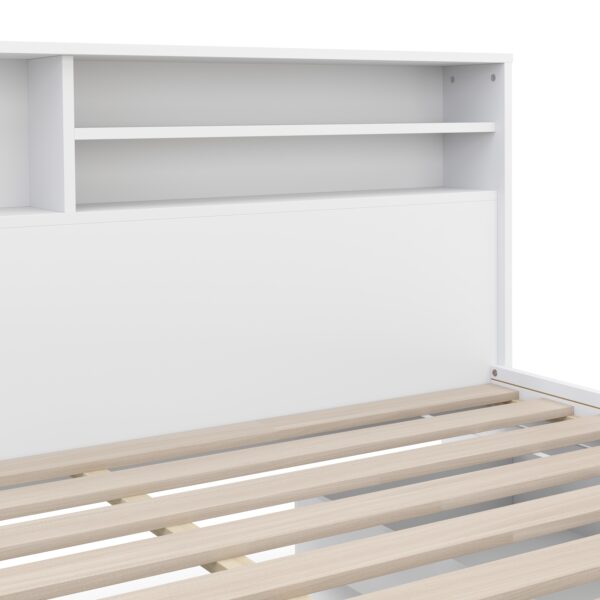 Bett Holz GENESIS mit Stauraum und Schubladen 160 x 200 cm weiss – Bild 9