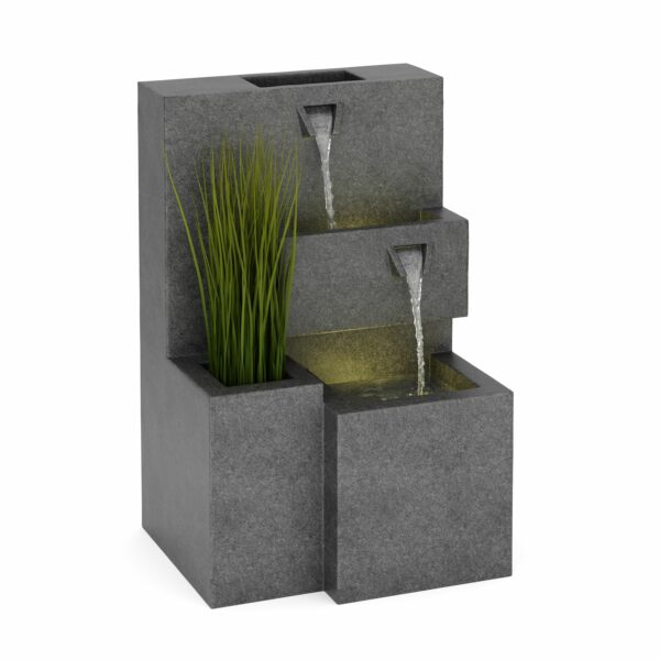 Brunnen Steinoptik mit LED bepflanzbar