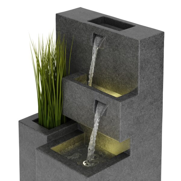 Brunnen Steinoptik mit LED bepflanzbar – Bild 6